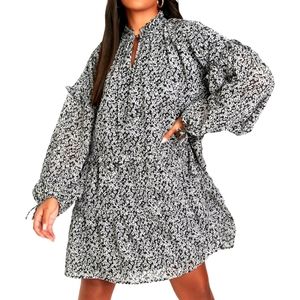 Plus Chiffon Disty Floral Smock Dress